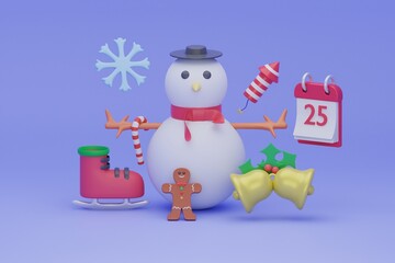 Merry Christmas and Happy New Year festive 3d composition. ed rendering