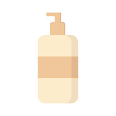 Bottle with beige dispenser on white background