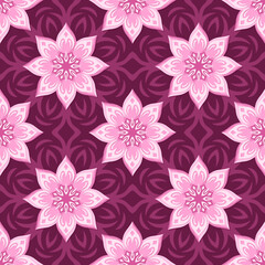 Floral vintage seamless pattern with pink flowers