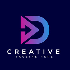 Letter d arrow logo. technology modern gradient logo.