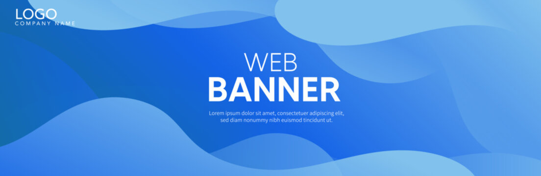 Ribbon Blue Banner. Sign Satin Blank Promotion, Web, Advertising