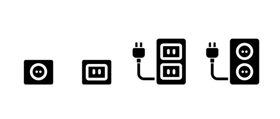 mobile phone charger. electric socket icon in black style concept.