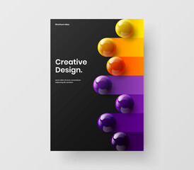 Multicolored poster A4 vector design illustration. Vivid 3D spheres journal cover concept.