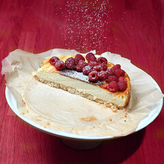Fresh homemade cake on isolated background