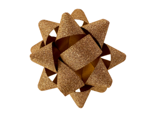 Shiny gold christmas gift bow  isolated on transparency photo png file 