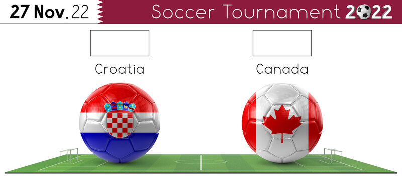 Croatia and Canada soccer match - Tournament 2022 - 3D illustration