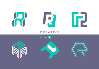 Letter R, modern alphabet, fonts, characters design, vector illustration.