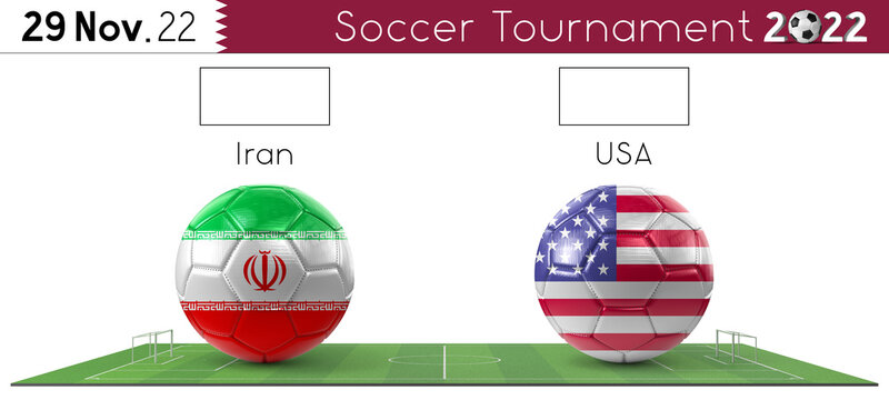Iran and USA soccer match - Tournament 2022 - 3D illustration