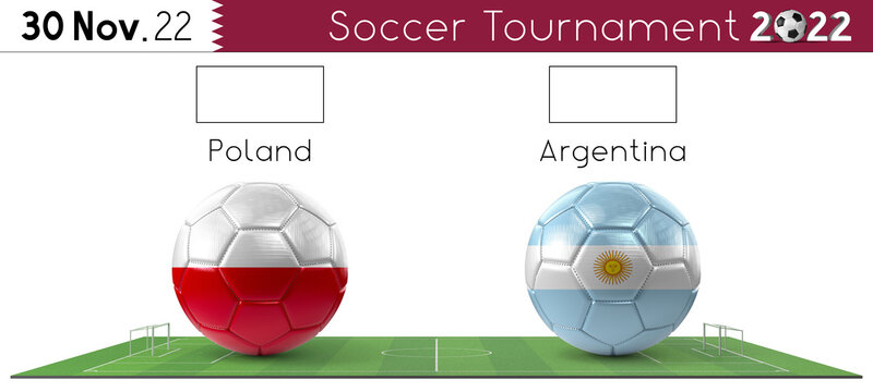 Poland and Argentina soccer match - Tournament 2022 - 3D illustration