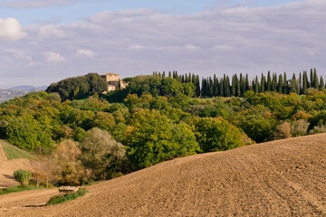 Panorami della Val d'Orcia, provincia di Siena. Toscana Italia