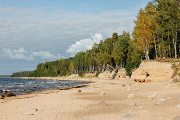 Latvian coastline and sandstone cliffs