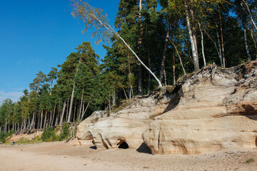 Latvian coastline and sandstone cliffs