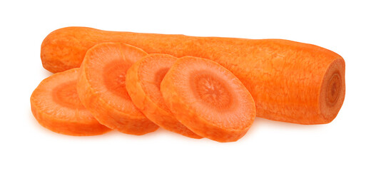 Peeled raw carrots isolated on a white background. clipping path.