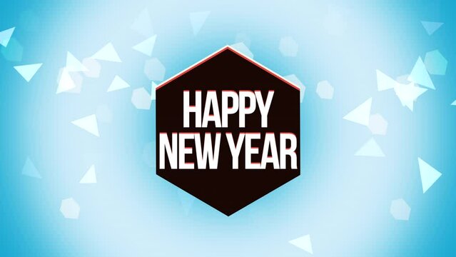 Happy New Year with fall snowflakes and geometric elements, motion holidays and retro style background for New Year and Merry Christmas