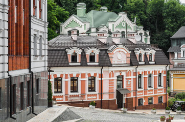 Fototapeta premium A quiet street in the city center of Kiev, Ukraine
