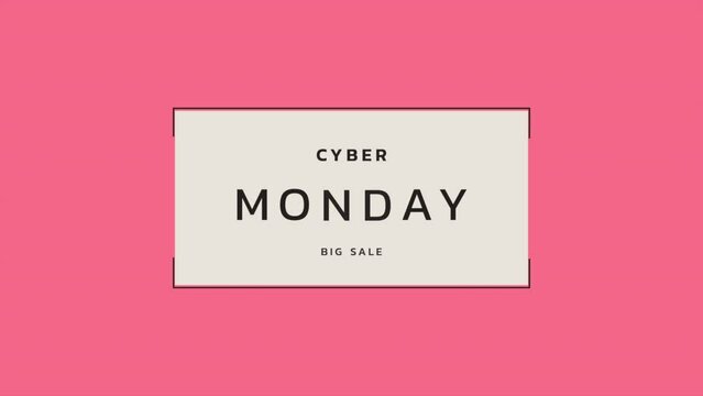 Cyber Monday and Big Sale in frame on pink modern gradient, motion abstract holidays, minimalism and promo style background