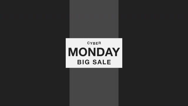 Cyber Monday and Big Sale with lines on black modern gradient, motion abstract holidays, minimalism and promo style background