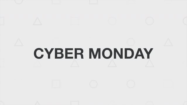 Cyber Monday with geometric shapes on white modern gradient, motion abstract holidays, minimalism and promo style background
