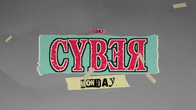 Cyber Monday on paper hipster texture, motion abstract holidays, business and corporate style background