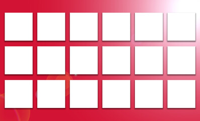 Template, background. White square borders, on a red background. Borders for text.