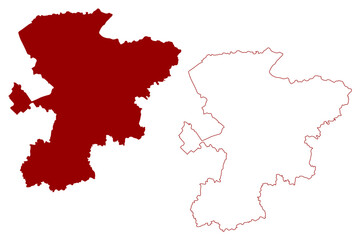 Obraz premium West Suffolk Non-metropolitan district (United Kingdom of Great Britain and Northern Ireland, ceremonial county Suffolk, England) map vector illustration, scribble sketch map