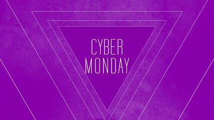 Cyber Monday with neon triangles pattern on purple gradient, motion abstract disco, club and holidays style background - Powered by Adobe