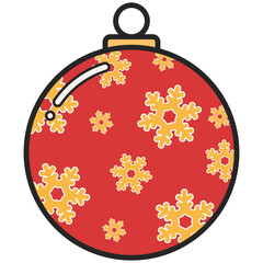 Cartoon Christmas Ball Decoration Illustration. Christmast Holiday and New year Festival Concept.