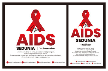 World AIDS Day Social Media Template! Translate: Templat Poster Sosial Media Hari AIDS Sedunia. 