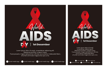 World AIDS Day Social Media Flyer Poster Template. Square Feed and Story Size.