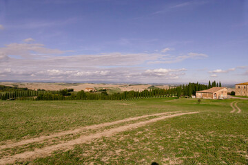 Fototapeta na wymiar Panorama della Val d'Orcia, provincia di Siena. Toscana, Italy
