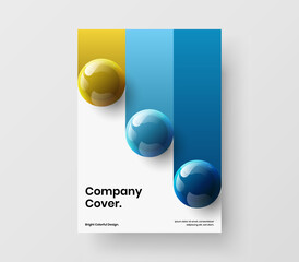 Bright 3D spheres front page concept. Clean corporate brochure design vector template.