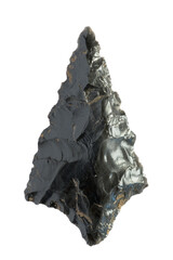 Obsidian arrowhead on white background