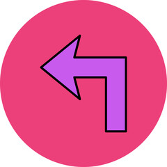 Turn Left Multicolor Circle Filled Line Icon