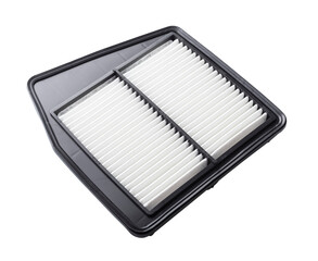 New car filter on a transparent background. Air and filter for car interior. Protection against dirt and dust. Auto parts concept, clean air