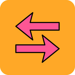 Left Right Multicolor Round Corner Filled Line Icon