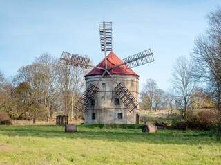 Wind mill Svetlik, technical museum house. Historical windmill in holland style