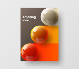 Fresh 3D balls front page illustration. Vivid postcard design vector template.