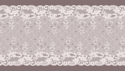 Wide lace trim with little flower and line. - obrazy, fototapety, plakaty