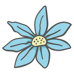 Blue flower doodle cartoon decoration