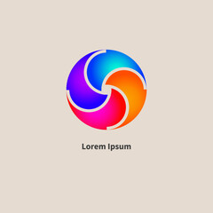 Technology round logo with blades