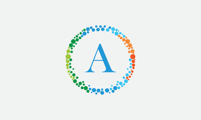 Dot circle logo and dot circle nutrition monogram vector design with dot circle symbol vector