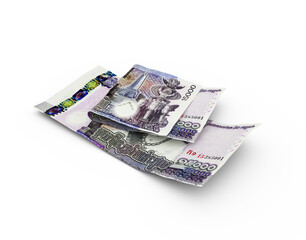 3D rendering of Double Cambodian riel notes isolated on white background