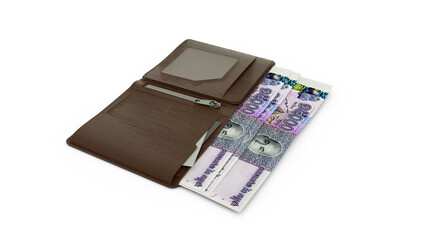 3D rendering of Cambodian riel notes in wallet