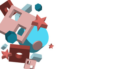 Volumetric geometric shapes. Abstract vector background. Cover design for magazine, book, screensaver, banner.