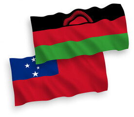 Flags of Independent State of Samoa and Malawi on a white background