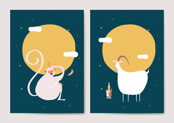 Monkey and goat cards