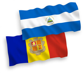 Flags of Nicaragua and Andorra on a white background