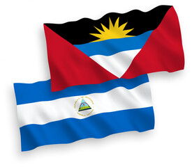 Flags of Nicaragua and Antigua and Barbuda on a white background