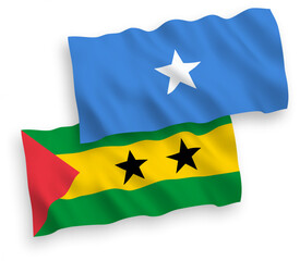 Flags of Saint Thomas and Prince and Somalia on a white background