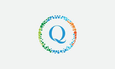 Obraz premium Dot circle logo and dot circle nutrition monogram vector design with dot circle symbol vector
